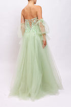 Abito princess con ricami floreali