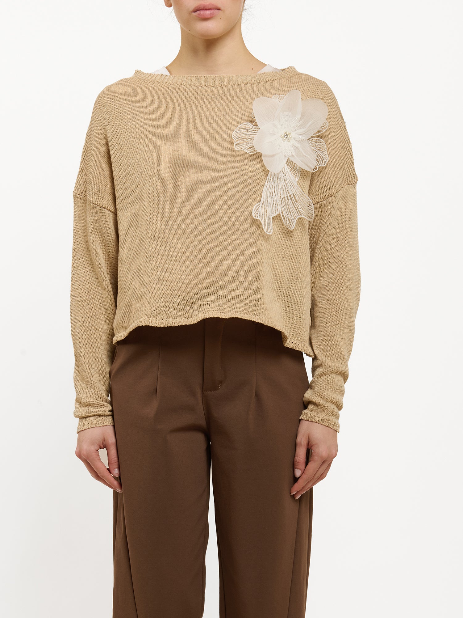 Maglia in cotone con fiore