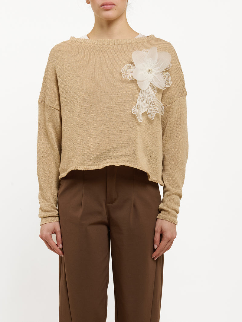 Maglia in cotone con fiore