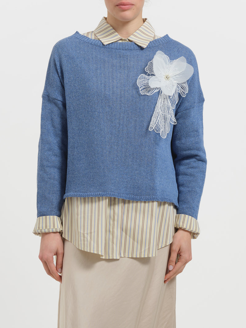 Maglia in cotone con fiore
