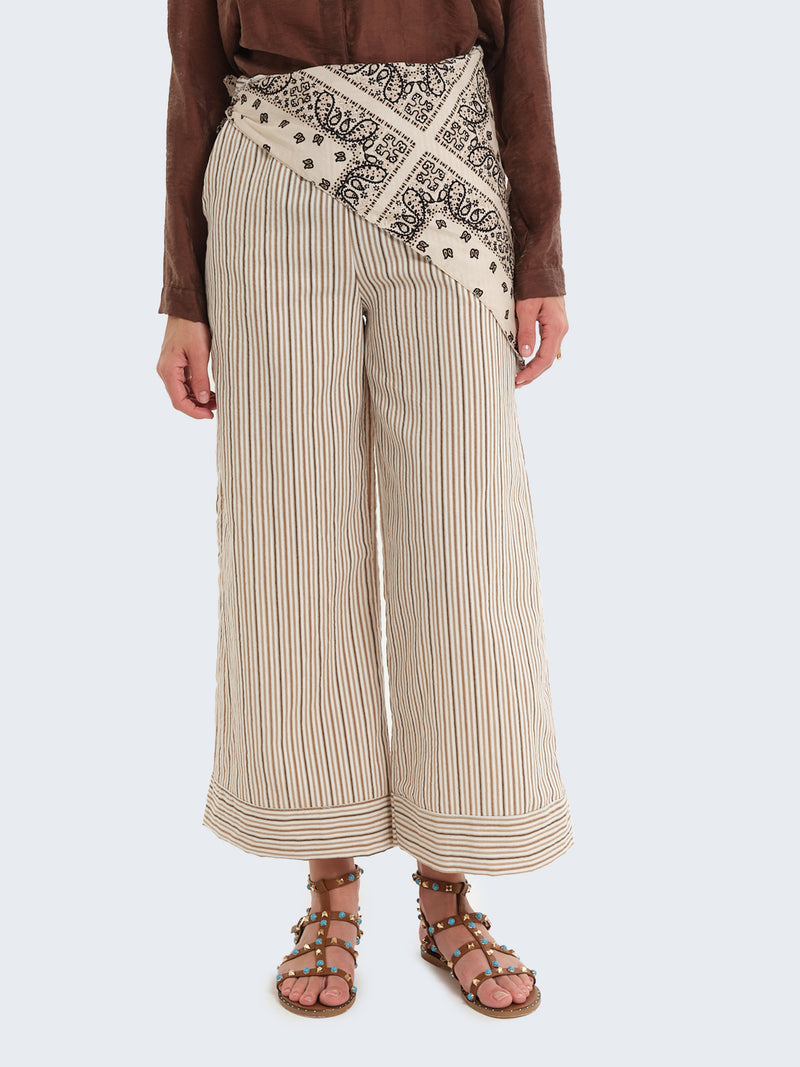 Pantaloni palazzo a righe con dettaglio bandana