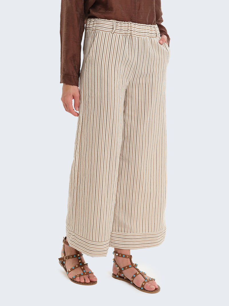 Pantaloni palazzo a righe con dettaglio bandana