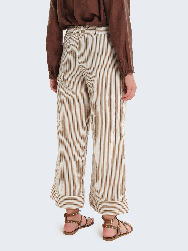 Pantaloni palazzo a righe con dettaglio bandana