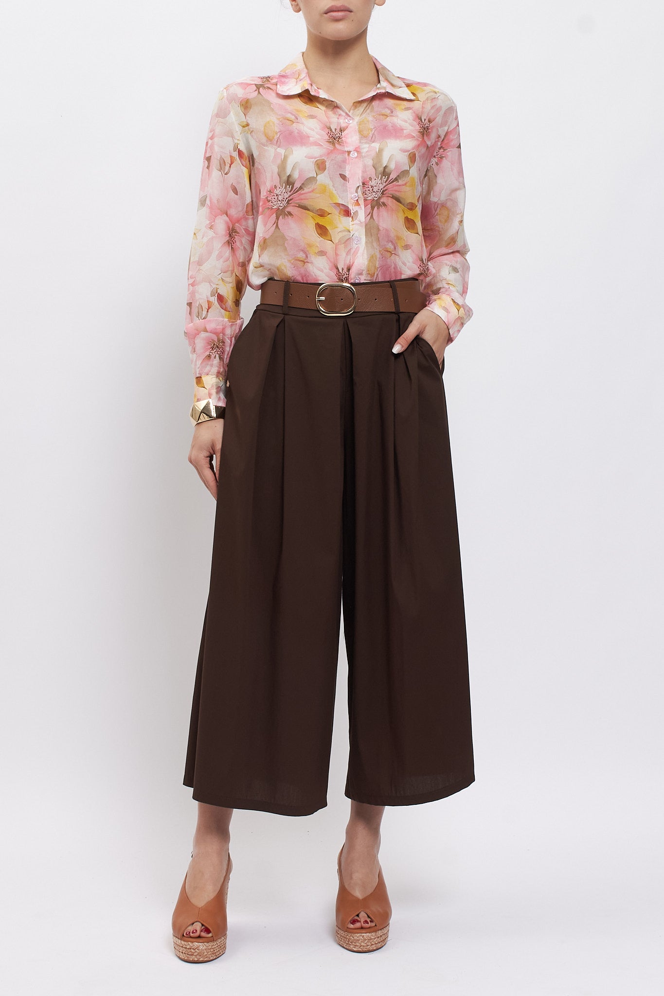 Pantalone crop in cotone