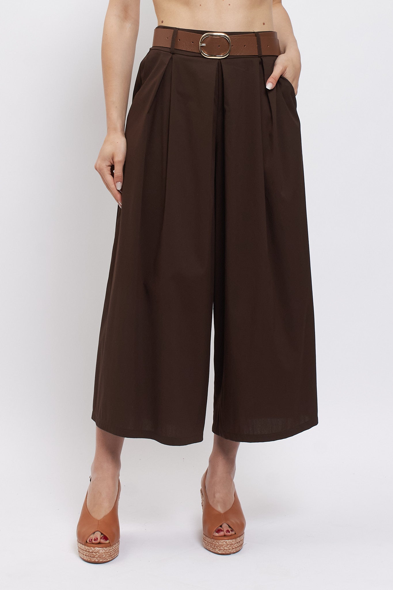 Pantalone crop in cotone