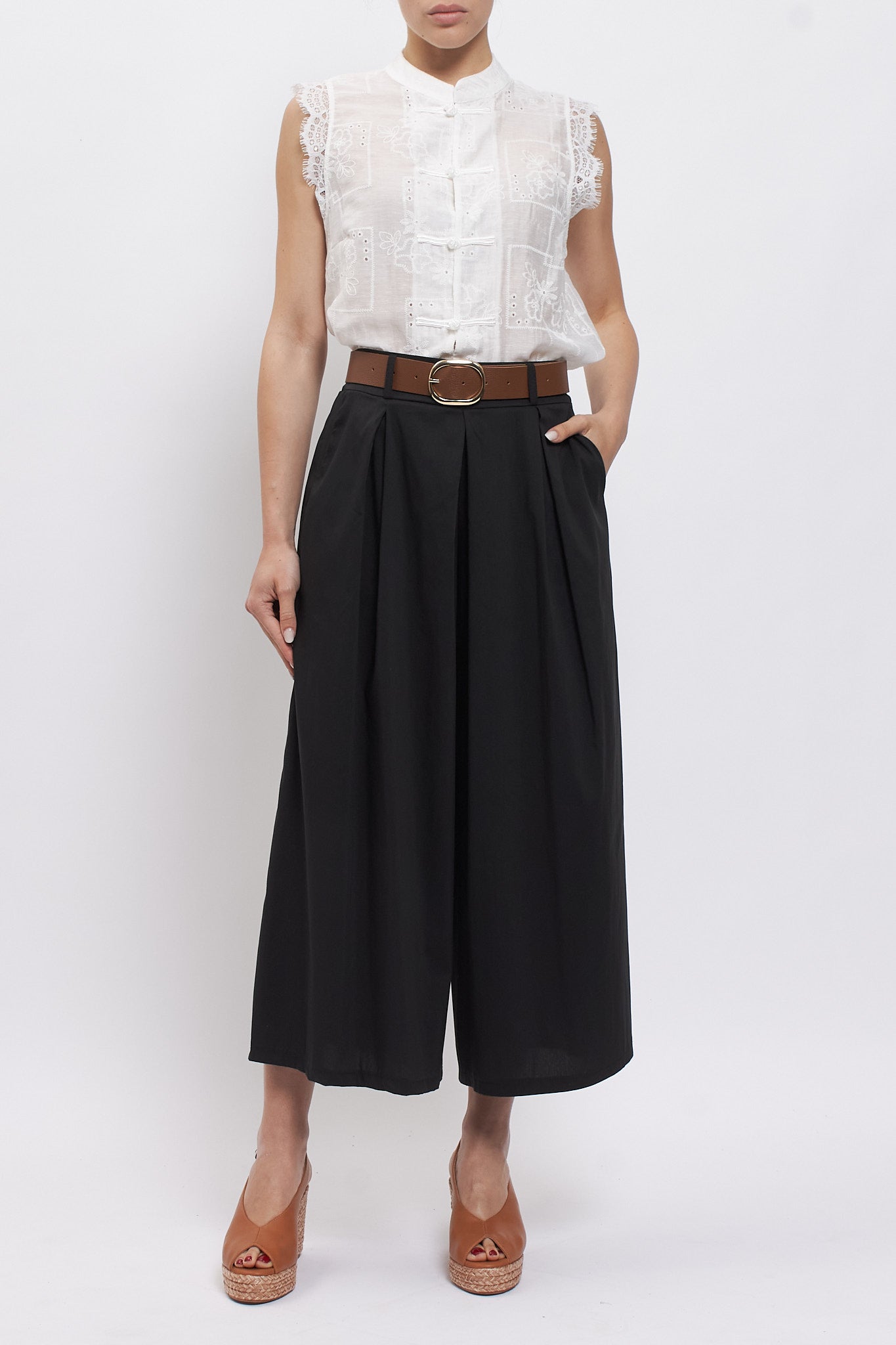 Pantalone crop in cotone