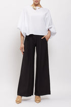 Blusa in cotone con manica a palloncino