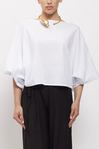 Blusa in cotone con manica a palloncino