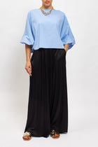 Blusa in cotone con manica a palloncino