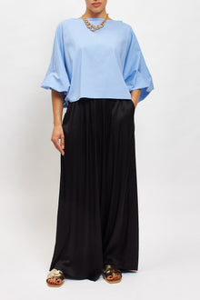 Blusa in cotone con manica a palloncino