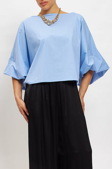 Blusa in cotone con manica a palloncino