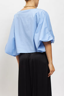 Blusa in cotone con manica a palloncino