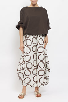 Blusa in cotone con manica a palloncino
