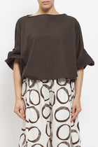 Blusa in cotone con manica a palloncino