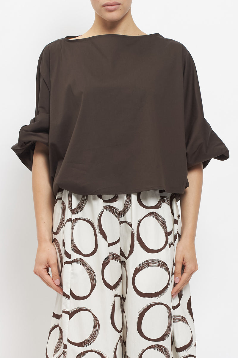 Blusa in cotone con manica a palloncino