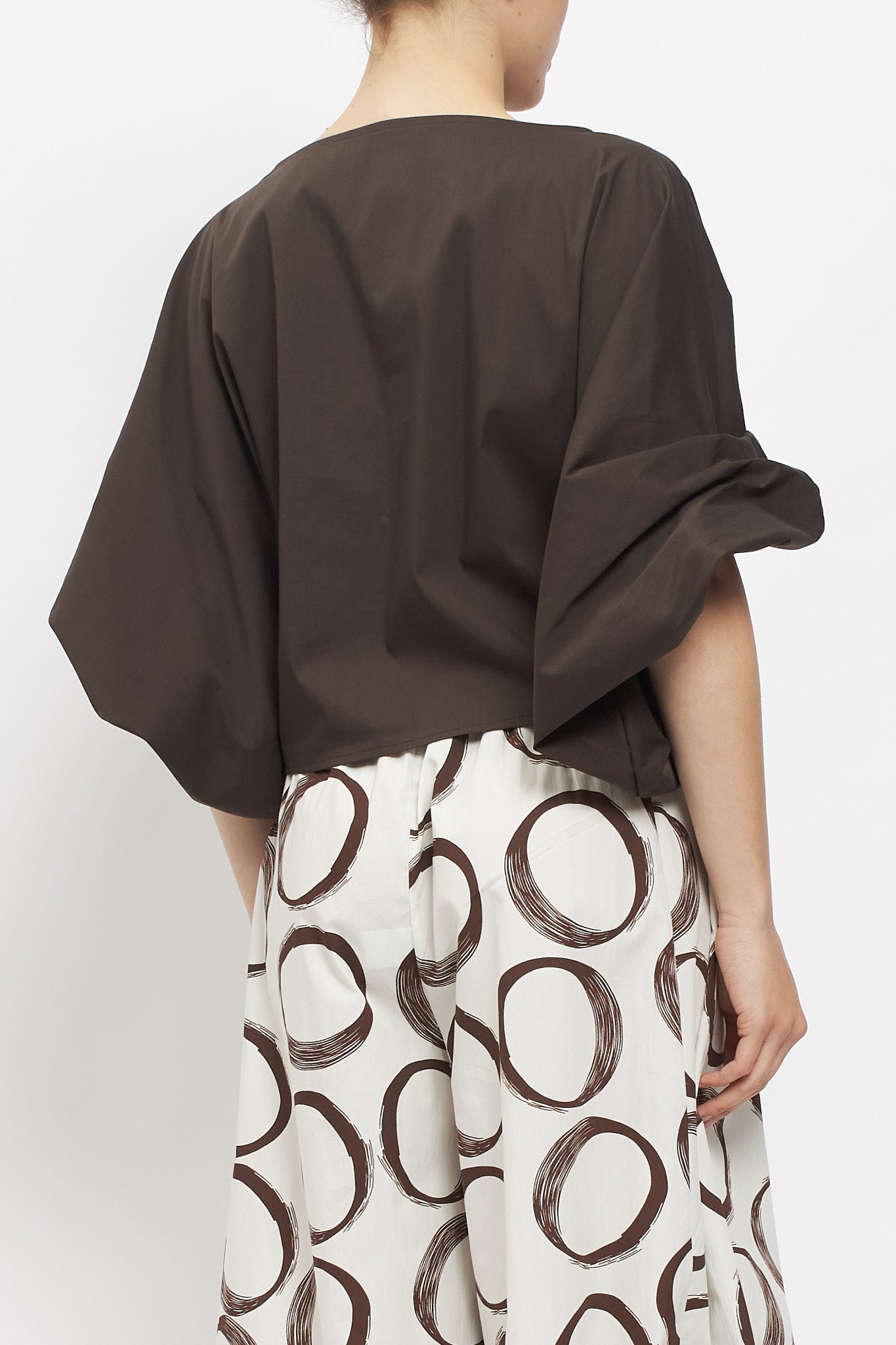 Blusa in cotone con manica a palloncino