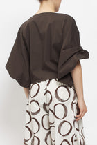 Blusa in cotone con manica a palloncino