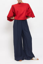 Blusa in cotone con manica a palloncino
