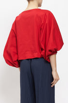 Blusa in cotone con manica a palloncino