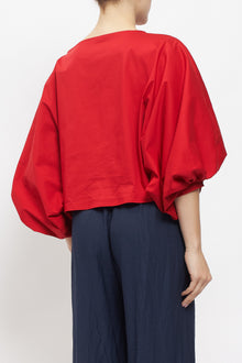 Blusa in cotone con manica a palloncino
