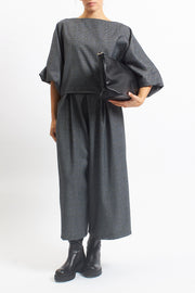 Blusa con fantasia check e manica a palloncino