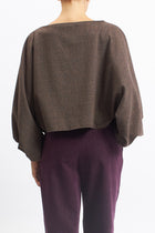 Blusa con fantasia check e manica a palloncino