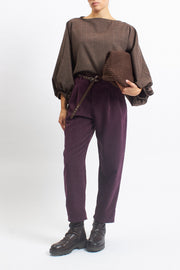 Blusa con fantasia check e manica a palloncino