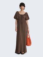 Dress with puff sleeves