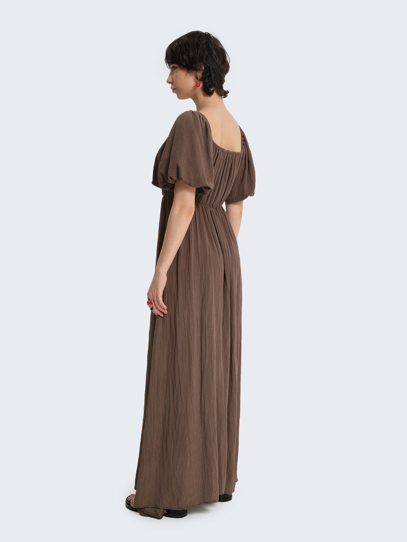 Dress with puff sleeves