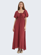 Dress with puff sleeves