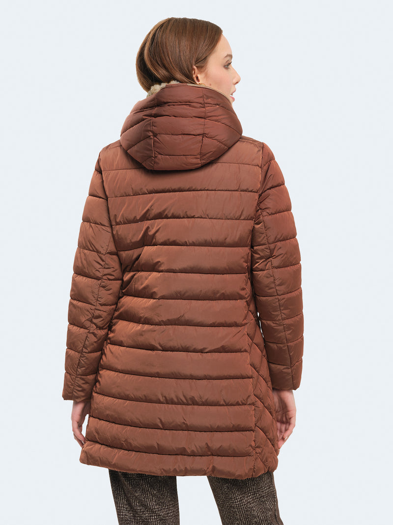 Piumino lungo con pelliccia