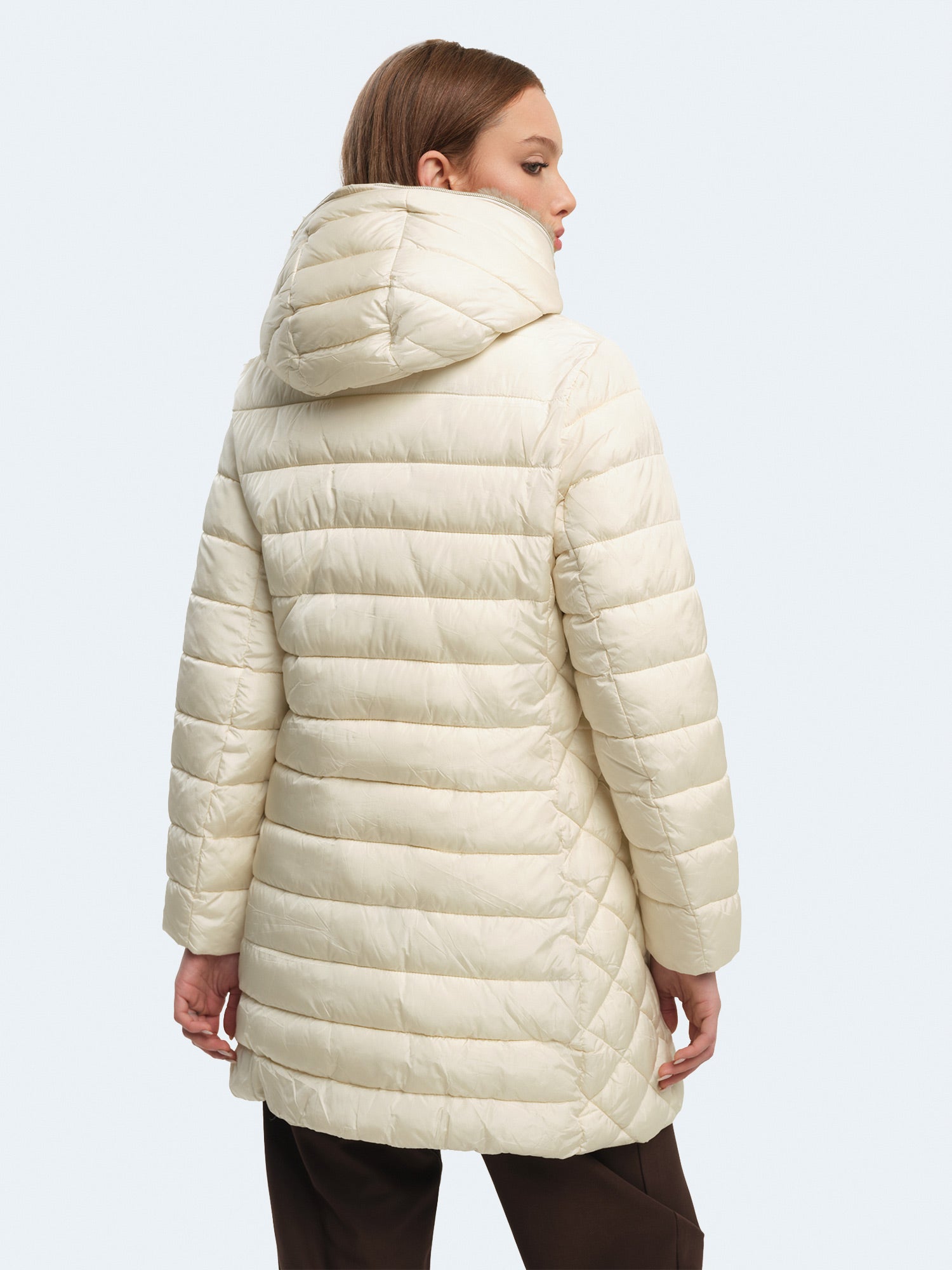 Piumino lungo con pelliccia