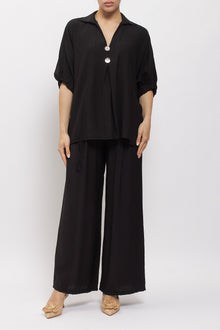Camicia oversize con bottoni gioiello