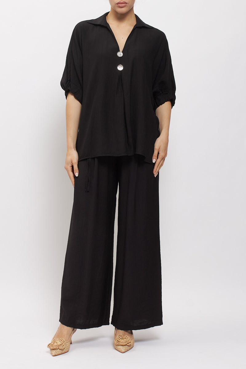 Camicia oversize con bottoni gioiello
