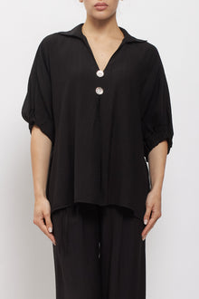 Camicia oversize con bottoni gioiello