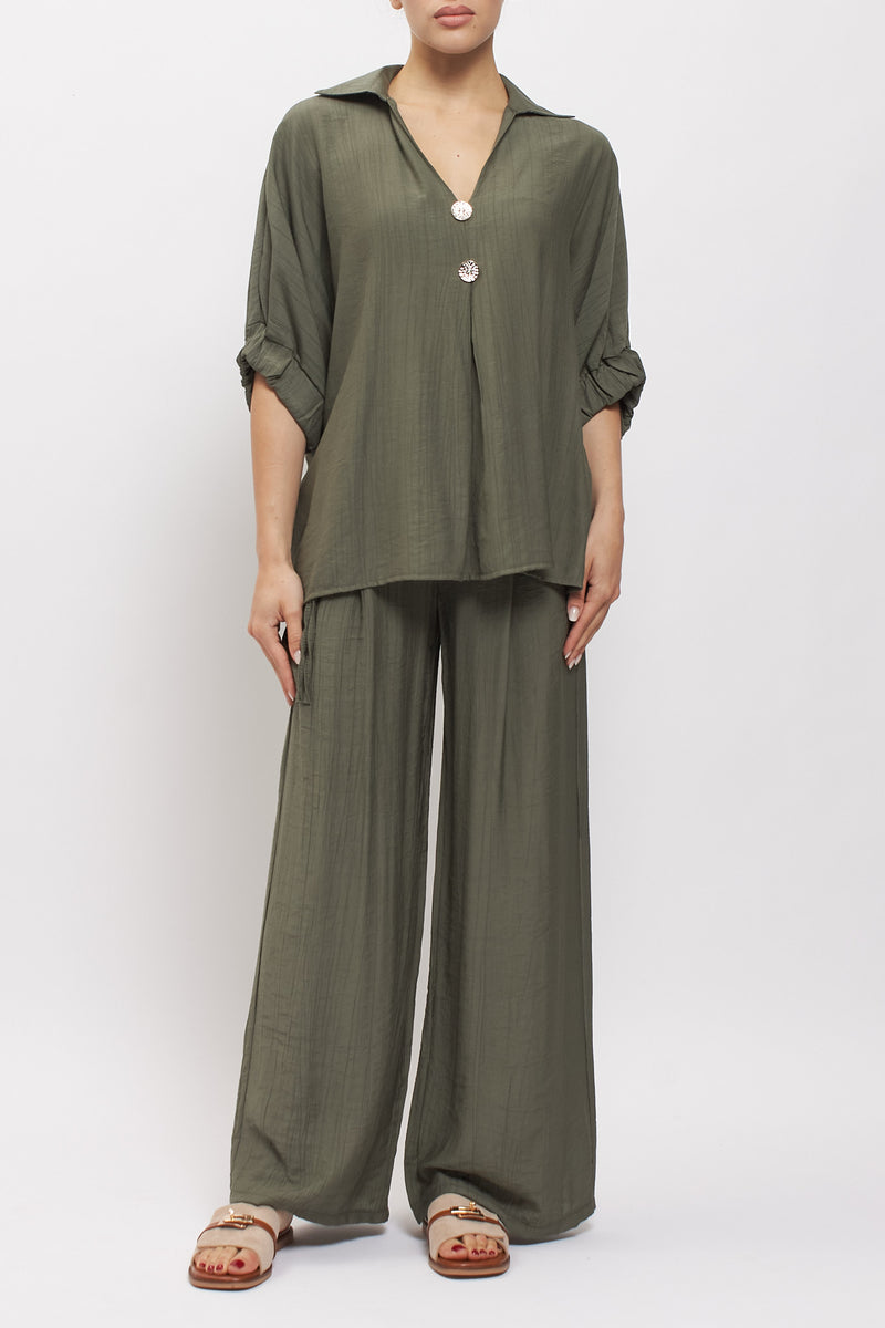 Camicia oversize con bottoni gioiello
