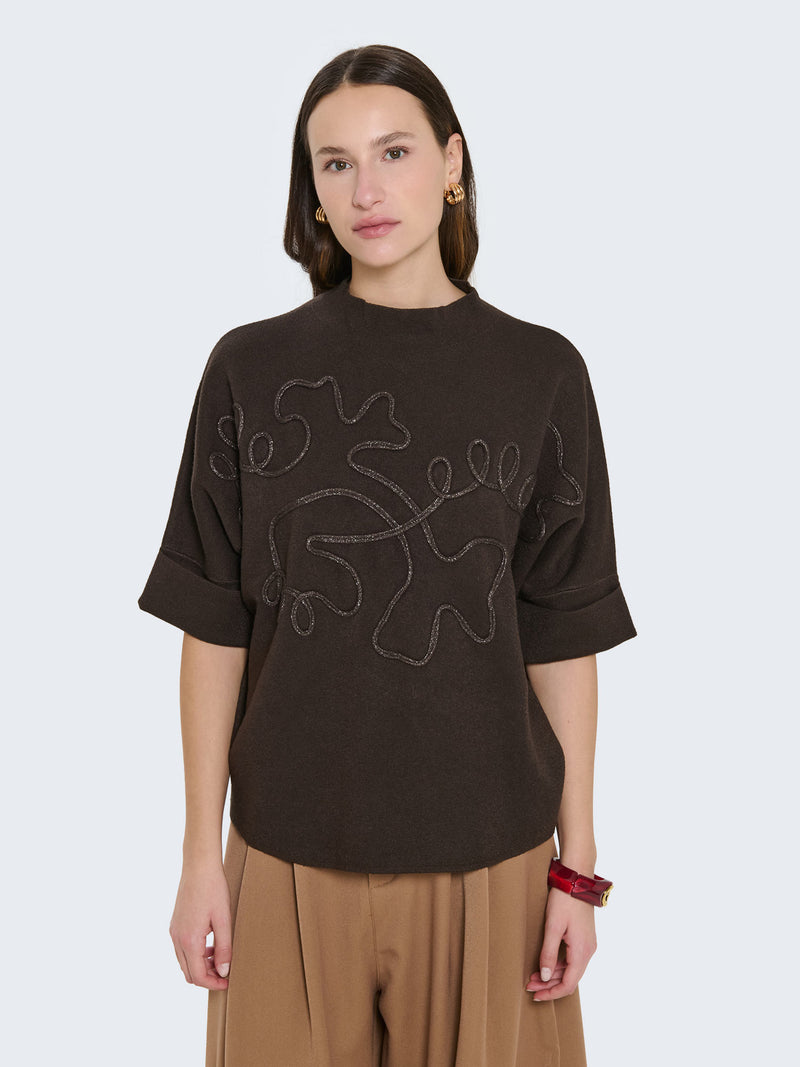 Maglia a maniche corte con ricamo