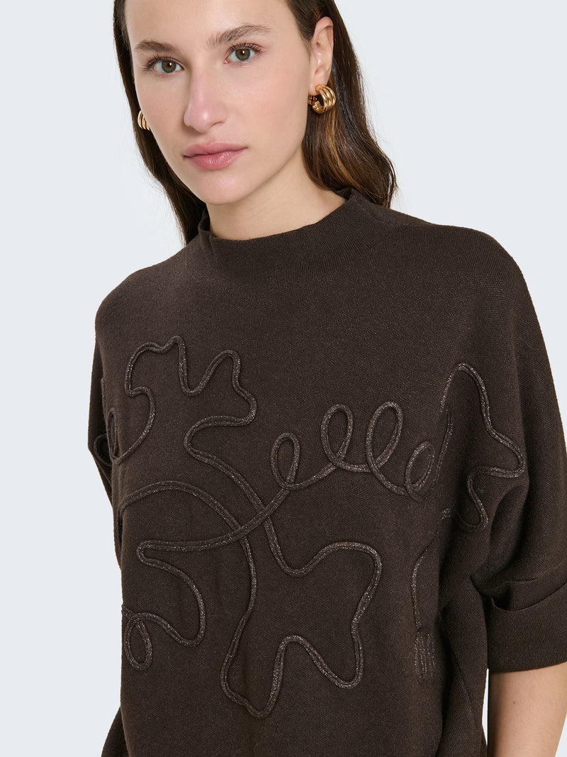 Maglia a maniche corte con ricamo