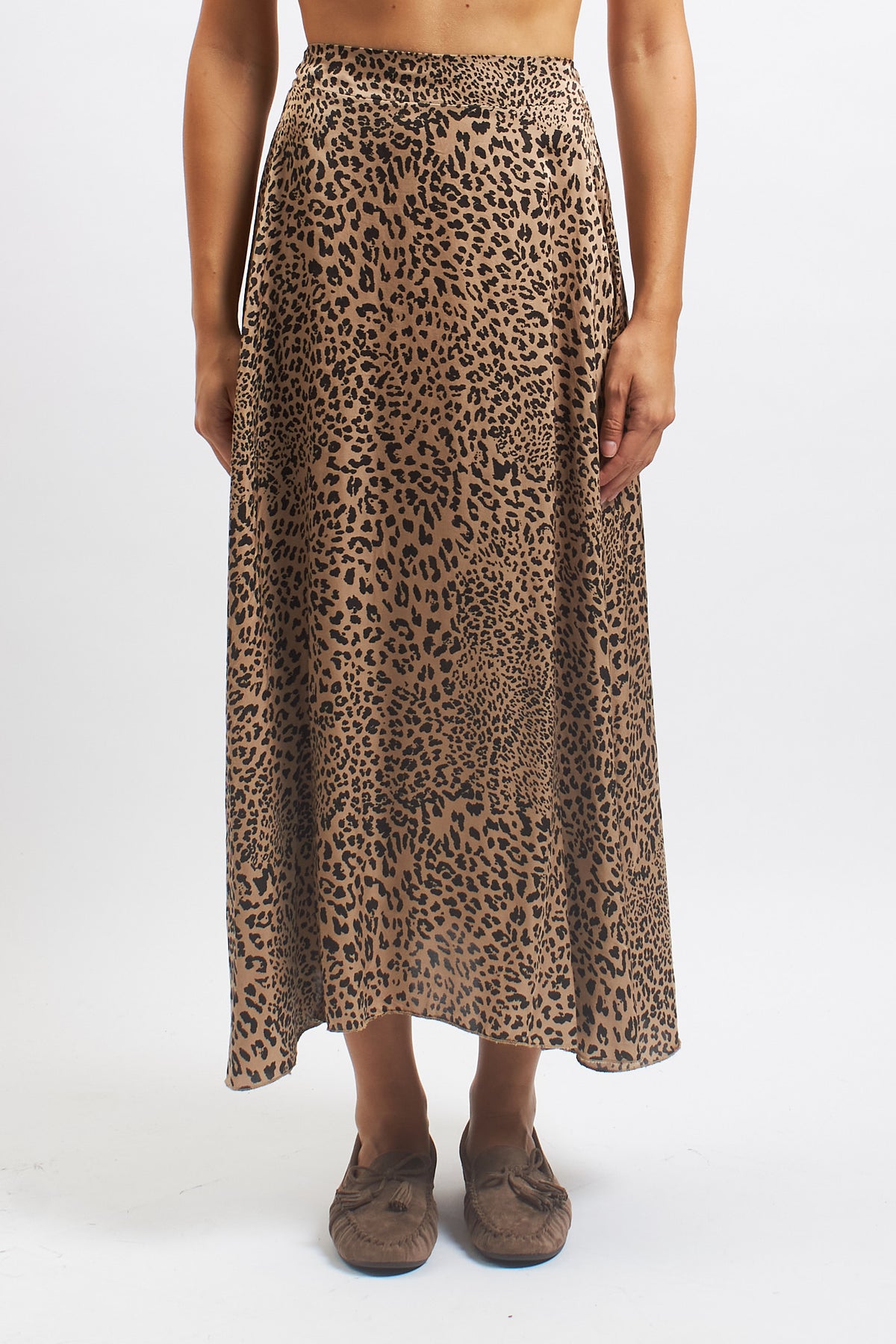Gonna midi con fantasia animalier