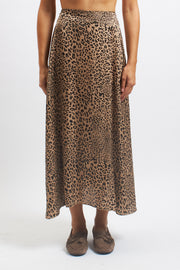 Gonna midi con fantasia animalier