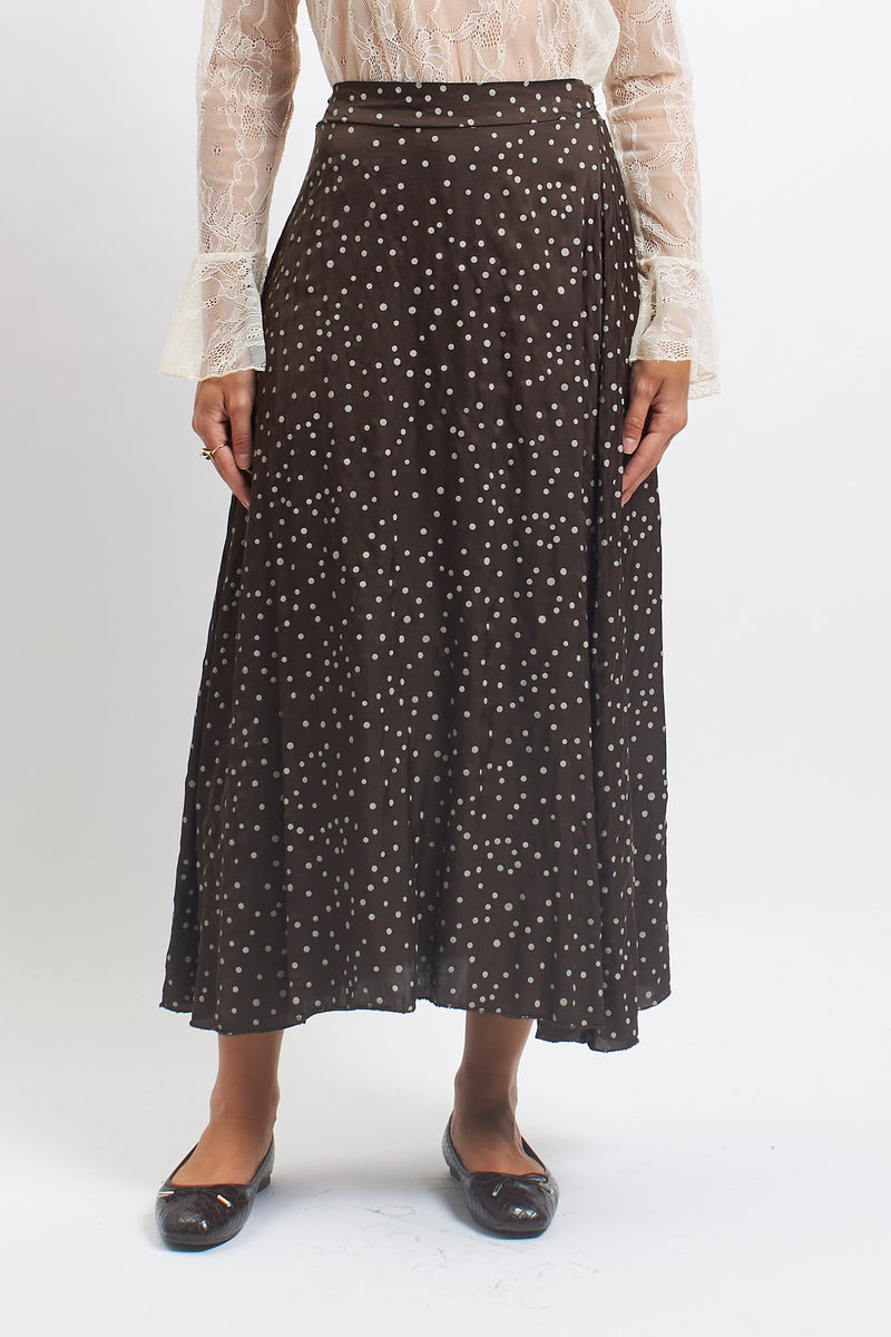 Midi skirt with polka dot pattern