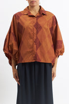 Camicia in cotone con manica a palloncino
