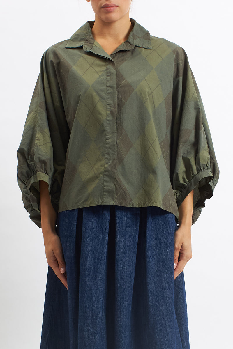 Camicia in cotone con manica a palloncino
