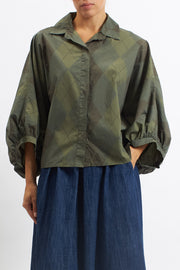 Camicia in cotone con manica a palloncino