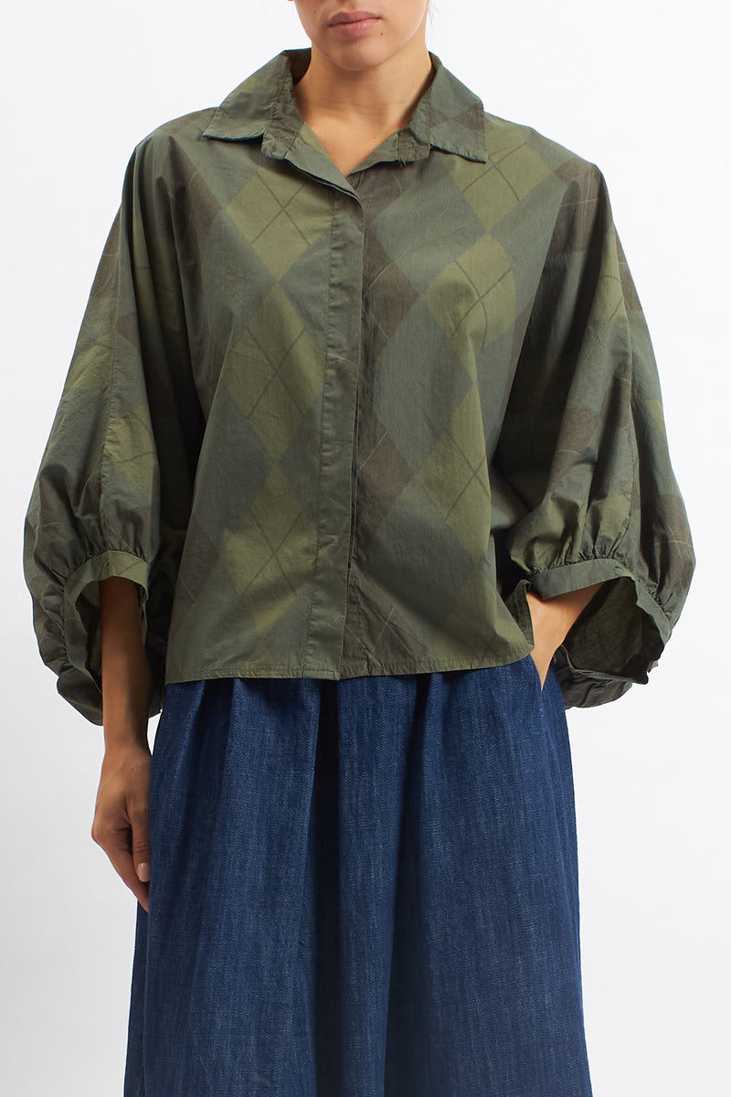 Camicia in cotone con manica a palloncino