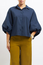 Camicia in cotone con manica a palloncino