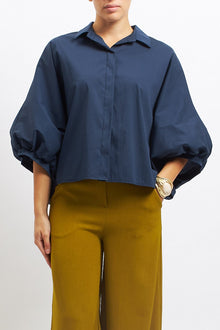 Camicia in cotone con manica a palloncino
