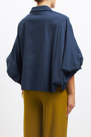 Cotton shirt with balloon sleeves