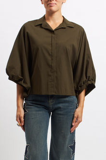 Camicia in cotone con manica a palloncino