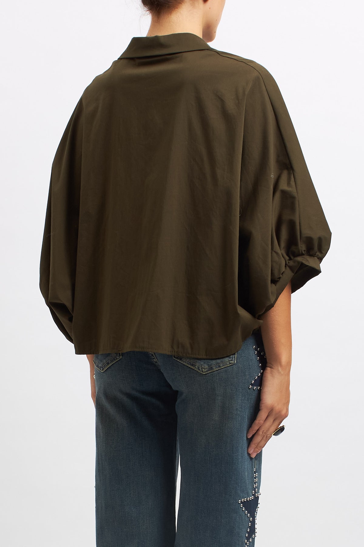 Camicia in cotone con manica a palloncino